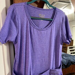 LAVENDER/LT PURPLE SHORT SLEEVED TUCK TOP XL BY FREE WOMAN APPAREL EUC